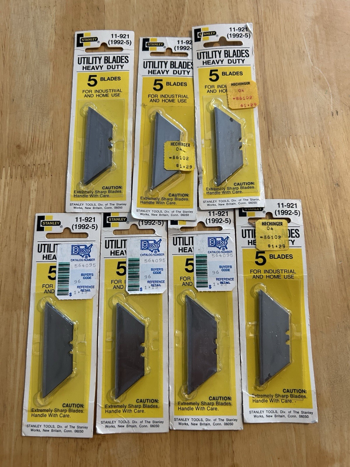 New Old Stock Lot Of 7 Stanley 11-921  5 Pack Heavy Duty Utility Blades 35 Total