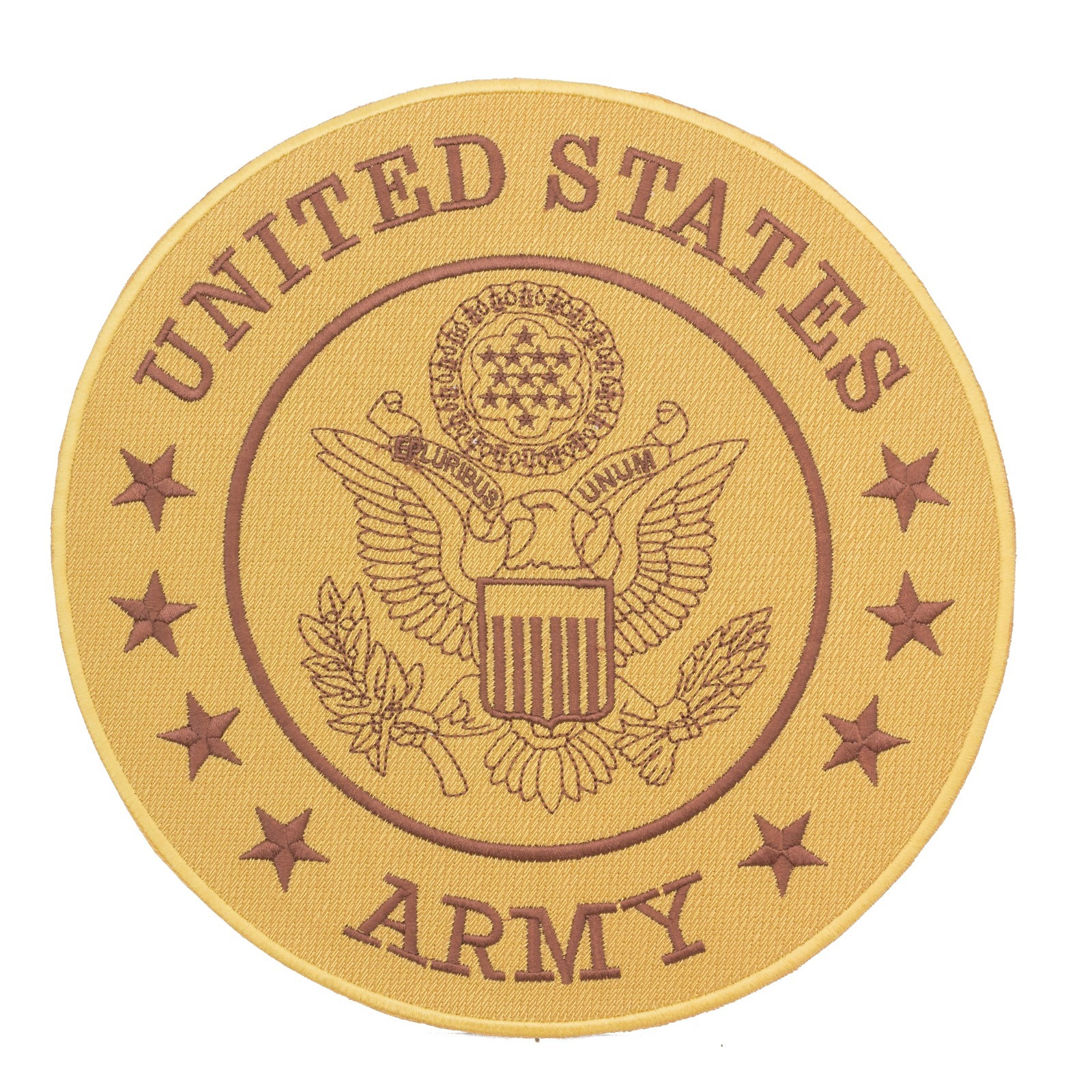 US Army Patch 10" Round Tan Brown Embroidered Back Patch for Vest Jacket Iron on