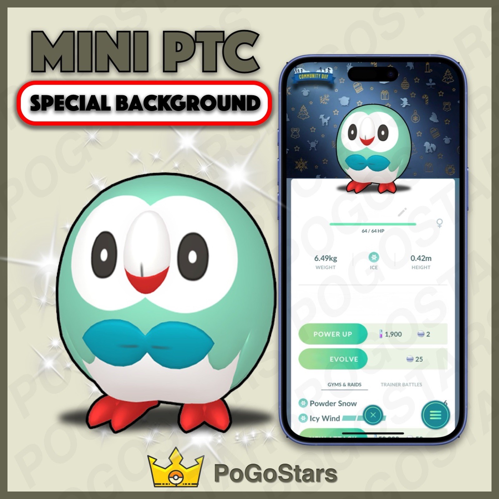Pokémon PTC GO - Shiny Rowlet✨Special Background✨