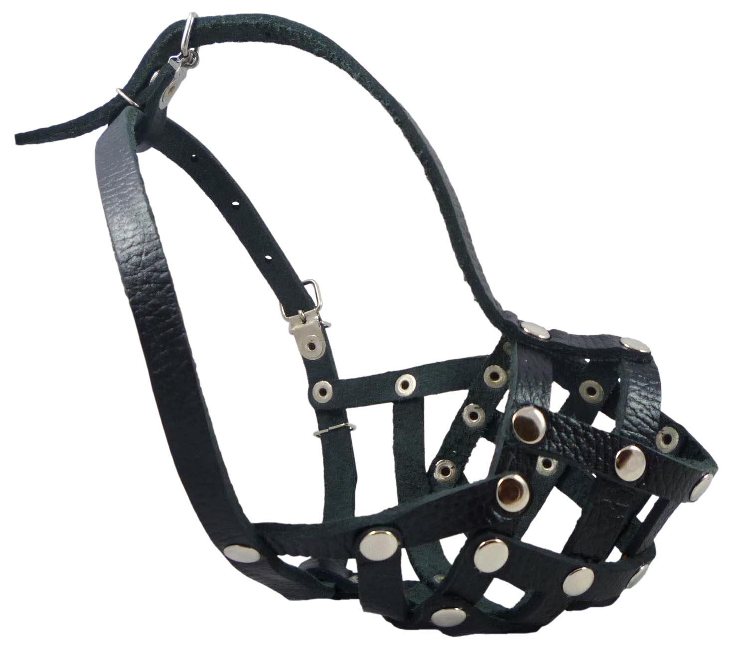 Secure Real Leather Basket Dog Muzzle 9.5"-2.5" snout size Poodle