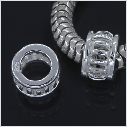 2PC Sterling Silver Filigree European Rondelle Spacer Charm Bead #97050
