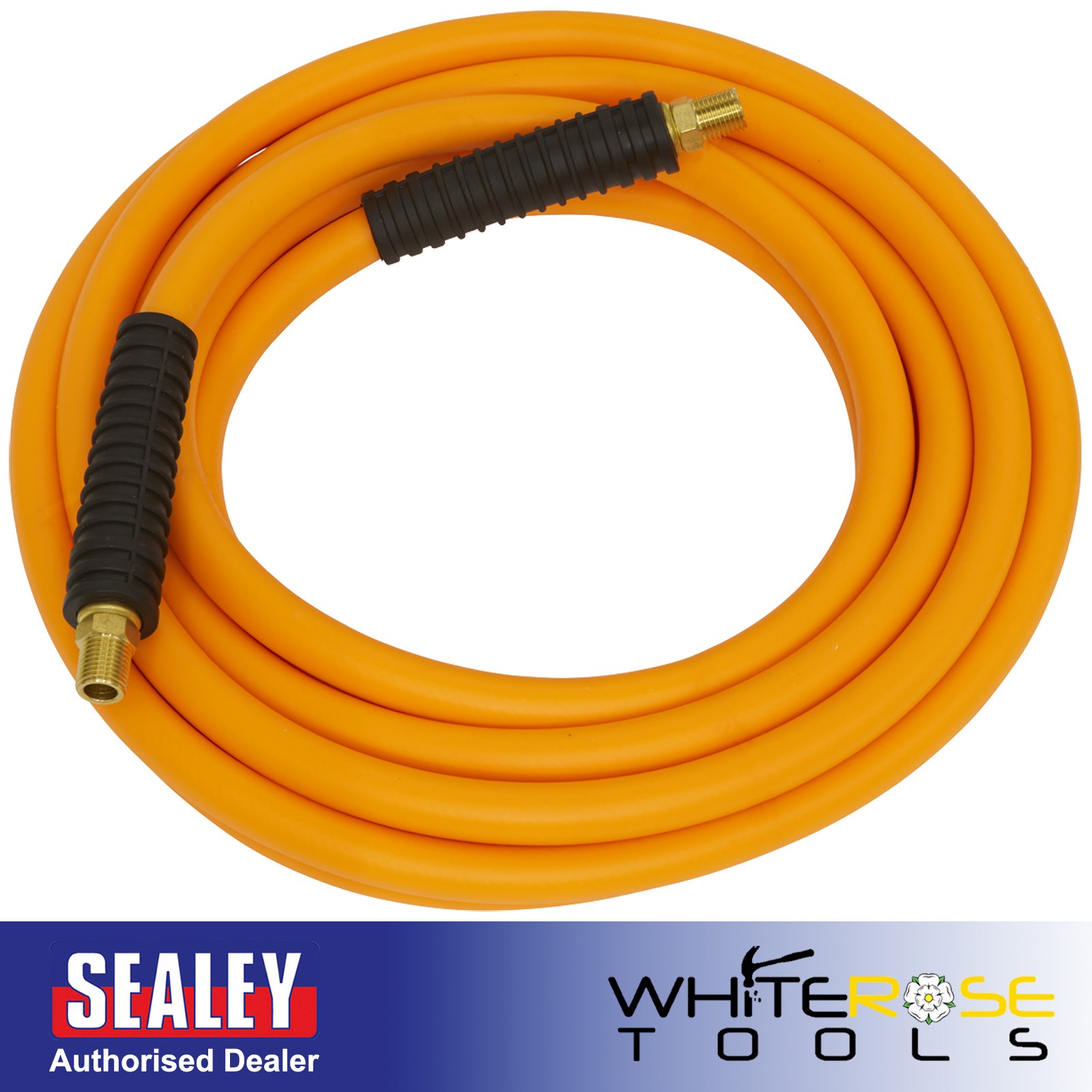 Sealey Air Hose Bore Hybrid High Visibility 1/4" BSP Unions 5m x 10mm