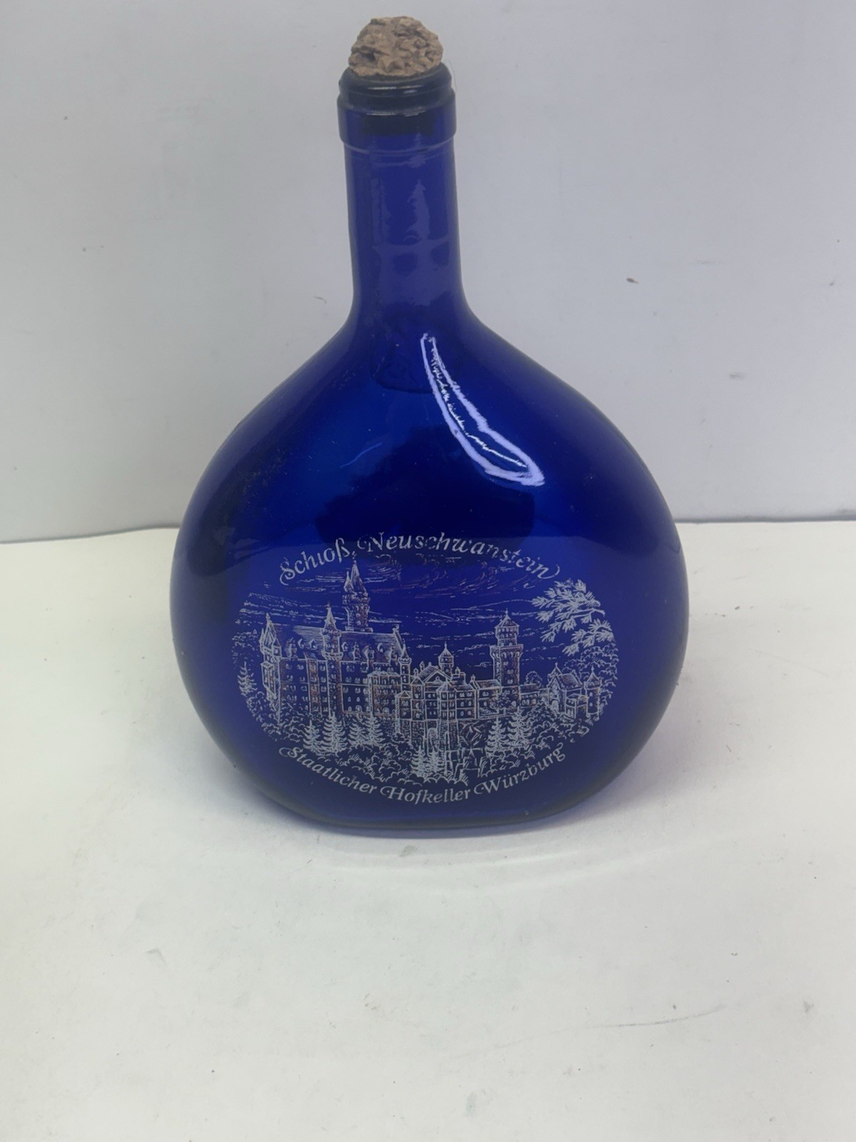 Cobalt Blue Bocksbeutel Bottle Staatlicher Hofkeller Würzburg Empty Bottle Only