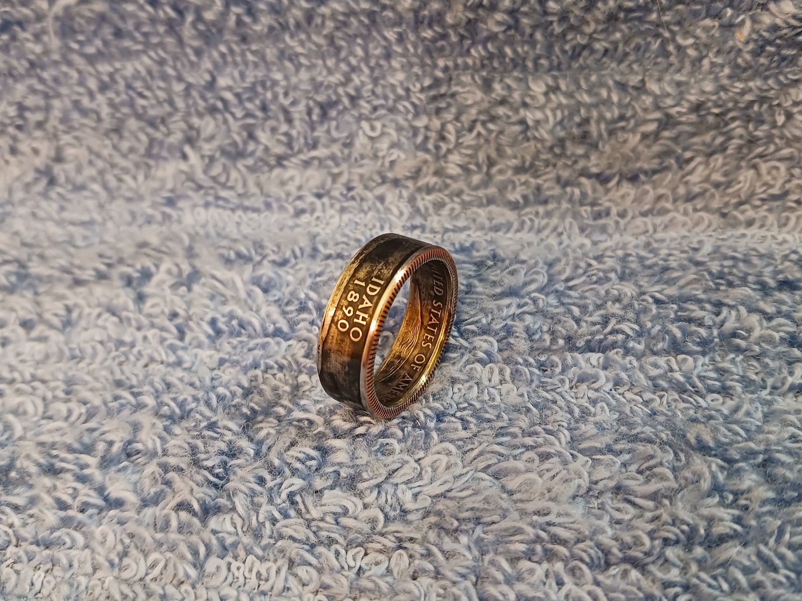 Idaho Handcrafted Washington Quarters coin ring, size 7- 1/2  2007