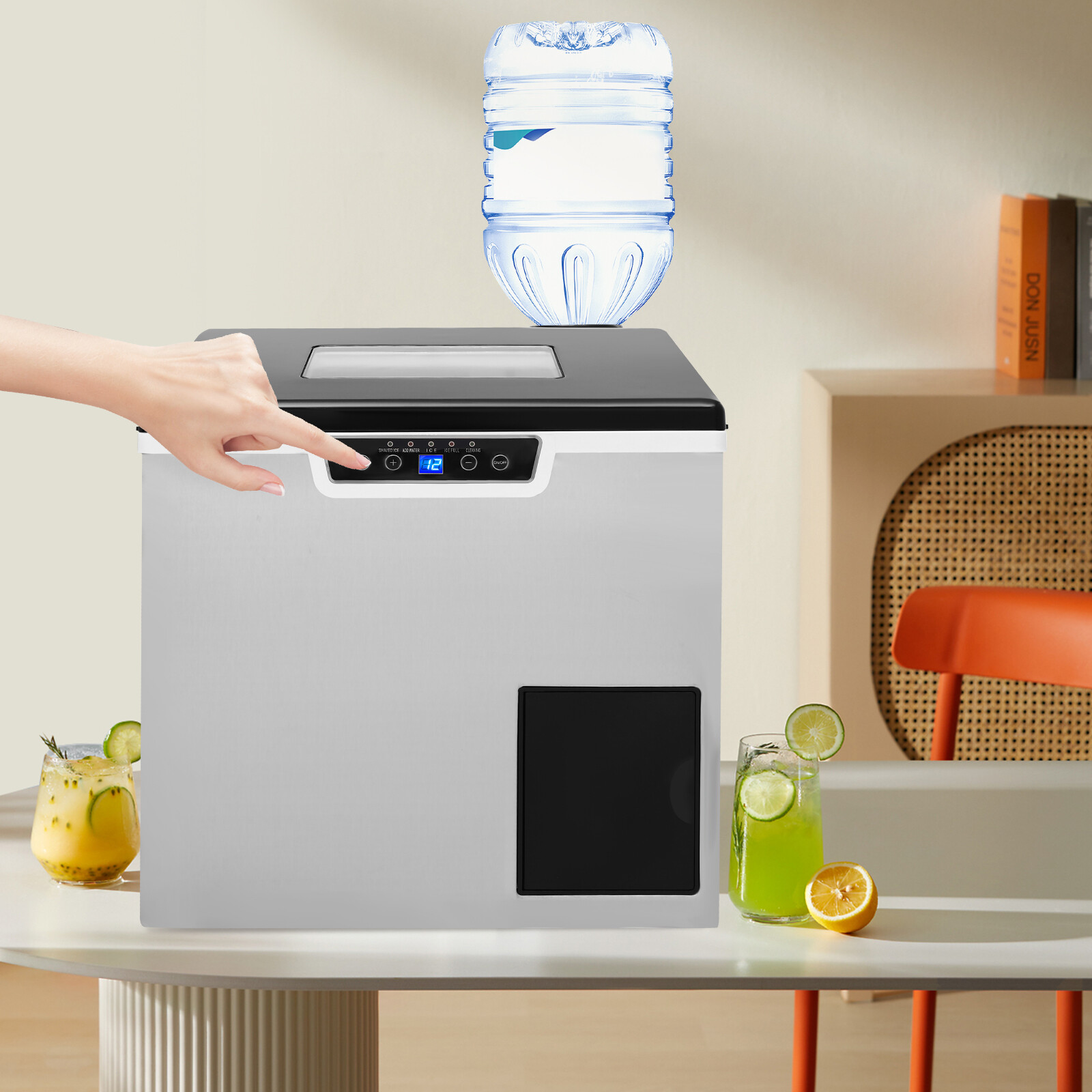 2 in 1 Ice Cube Maker, Smart LCD Crushed Ice & Ice Cube Maker Fast Ice Making