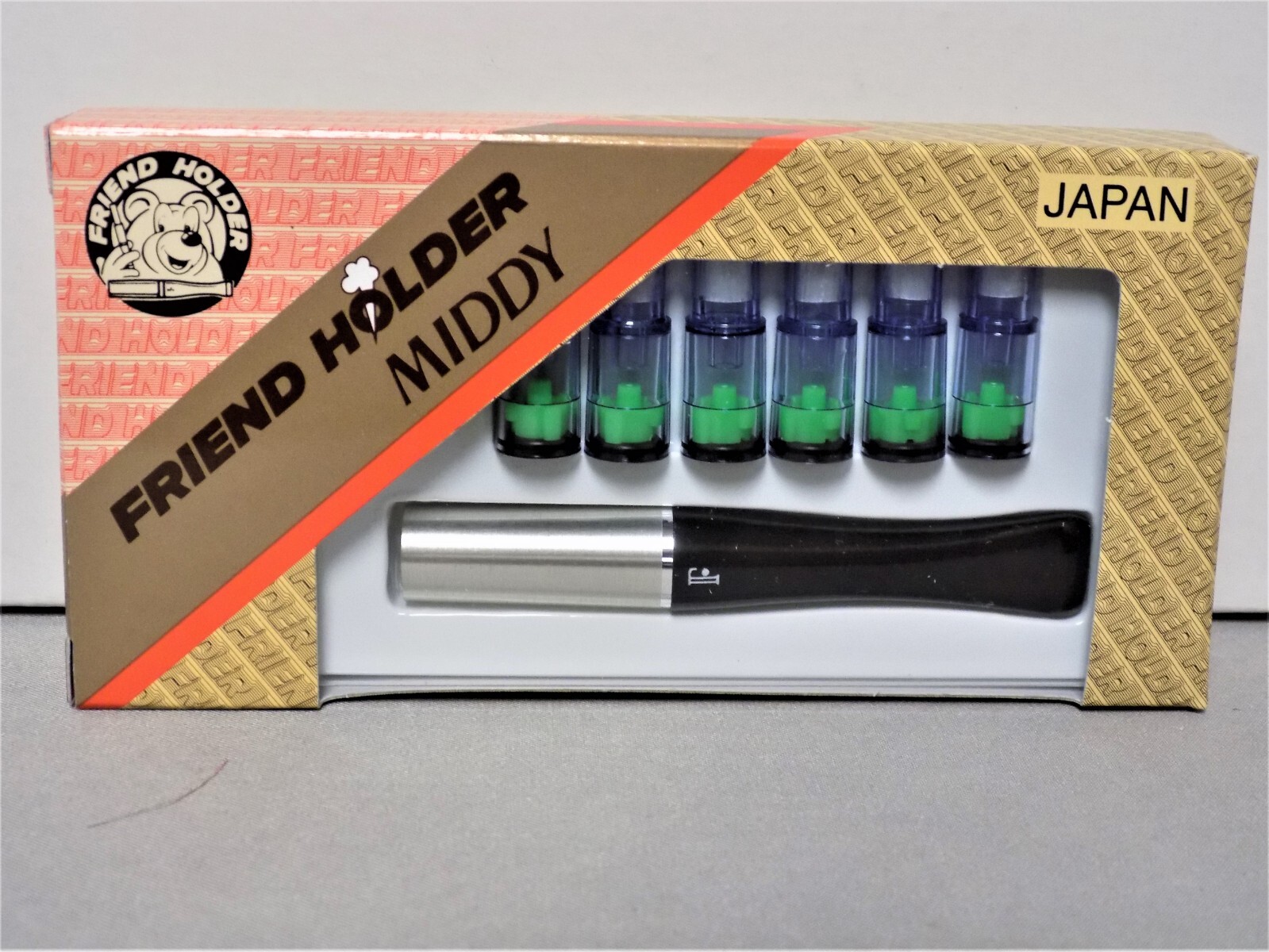 FRIEND CIGARETTE HOLDER MIDDY350 BLACK SILVER TAR NICOTINE DOUBLE FILTER SYSTEM