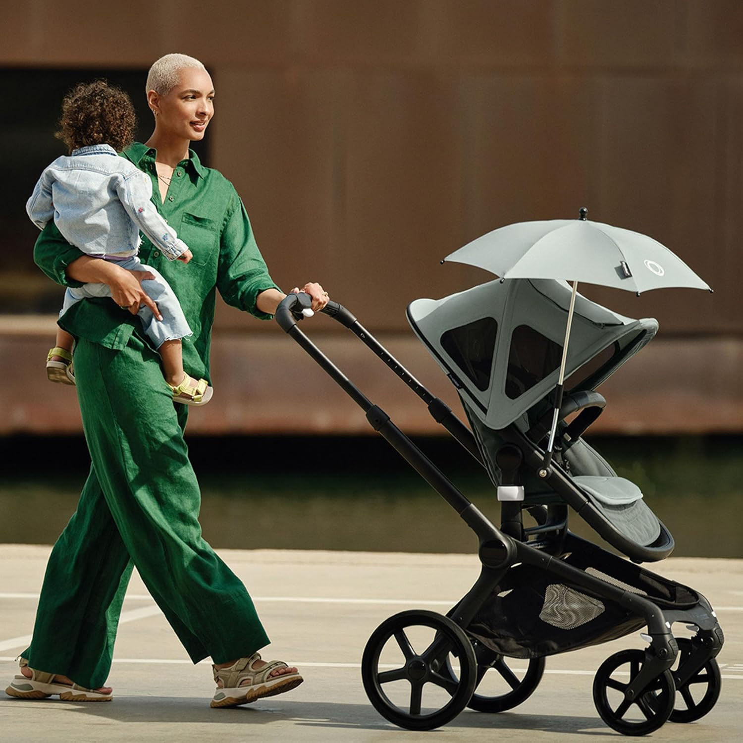 UPF 50+ Parasol Umbrella for Strollers - Adjustable Shade, Easy Attachment, Blac