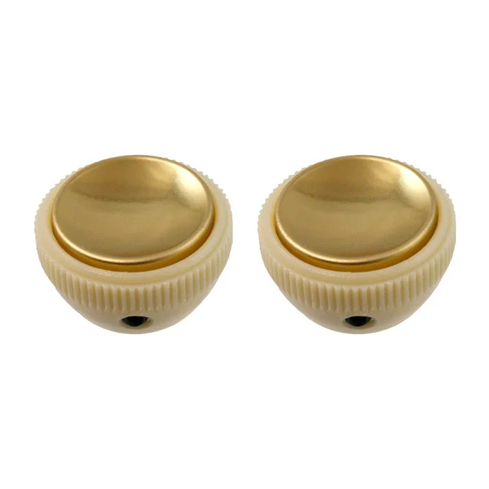 NEW - Hofner Beatle Bass Style Tea Cup Knobs - OFF-WHITE, GOLD CENTER