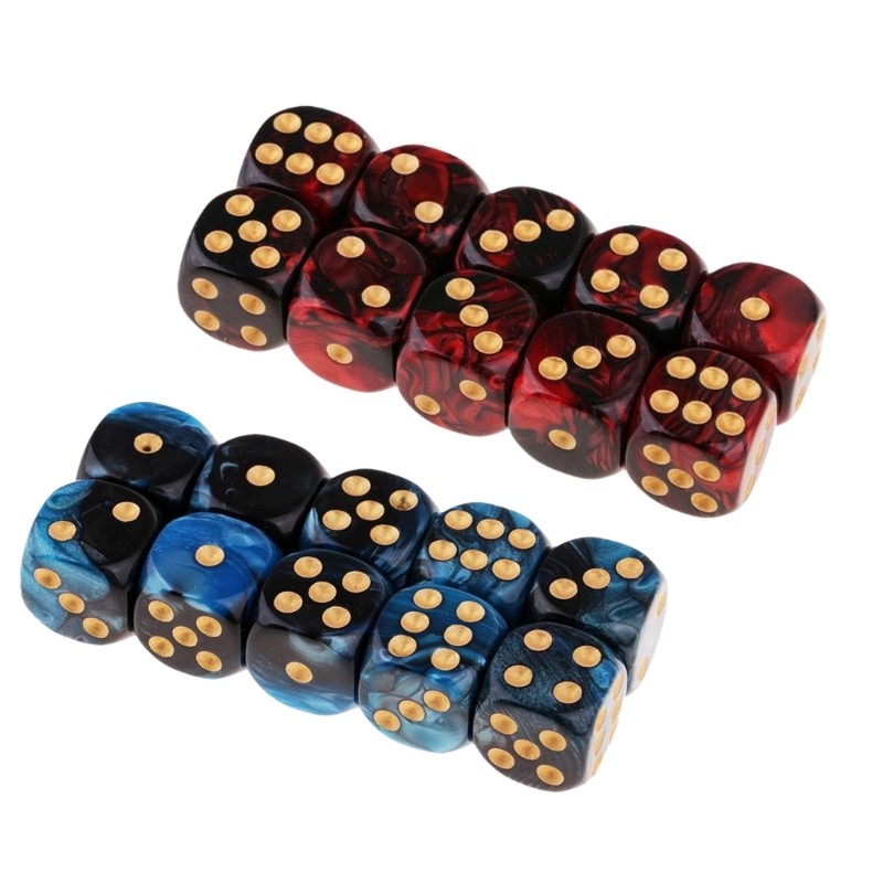 20 Pieces Acrylic Round Corner Dices 6 Sided Table Game Dices Smooth Surface