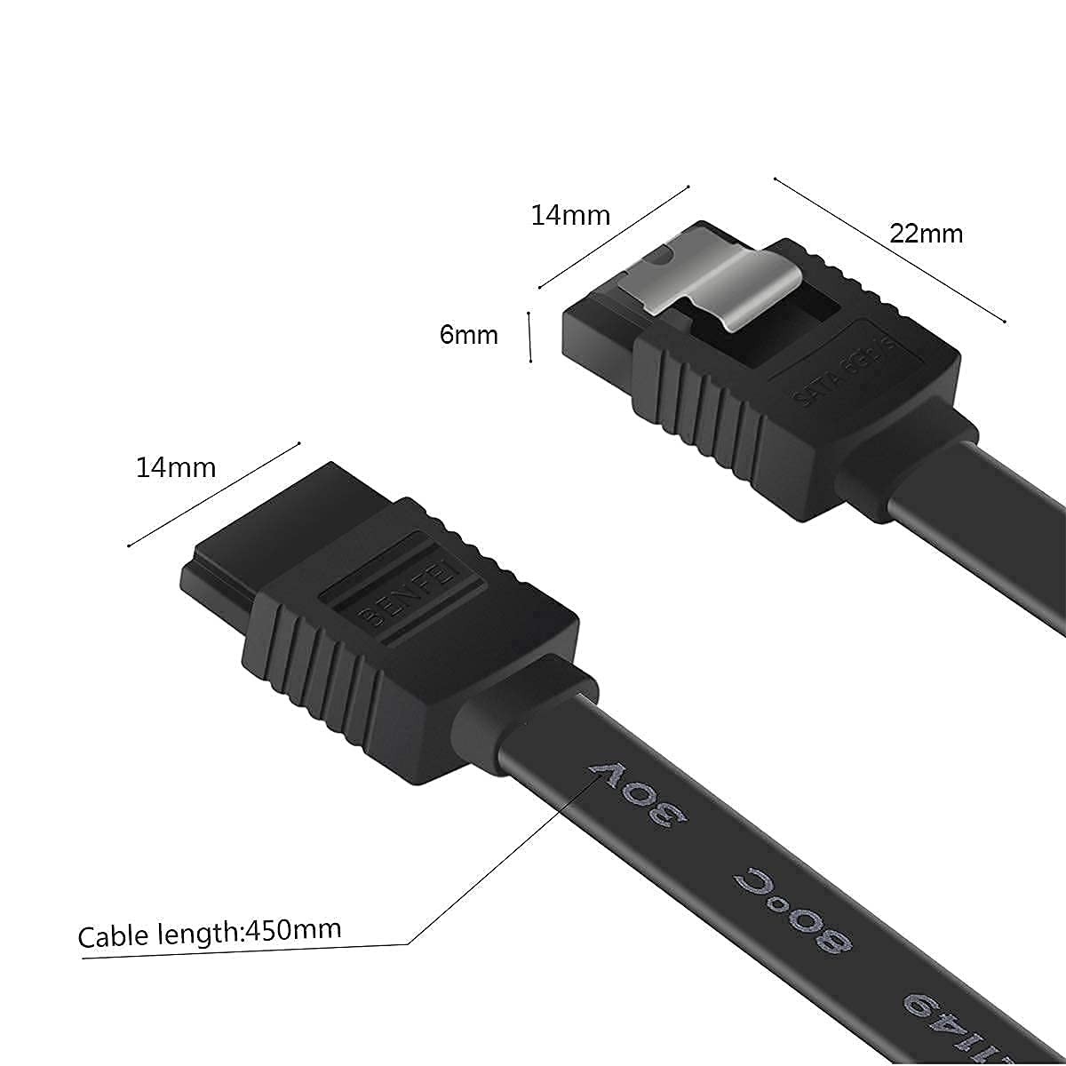 SATA Cable III, 3 Pack SATA Cable III 6Gbps Straight HDD SDD Data Cable with ...