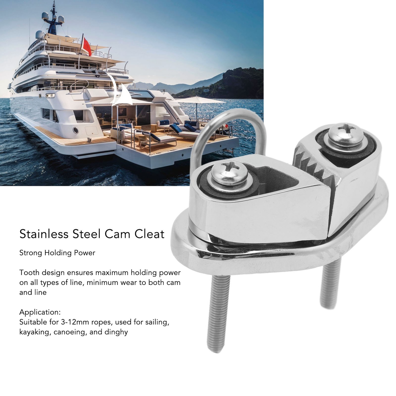 Marine Cam Cleat 316 Stainless Steel Fairlead Leading Ring Anchor Rope Cleats S⊹