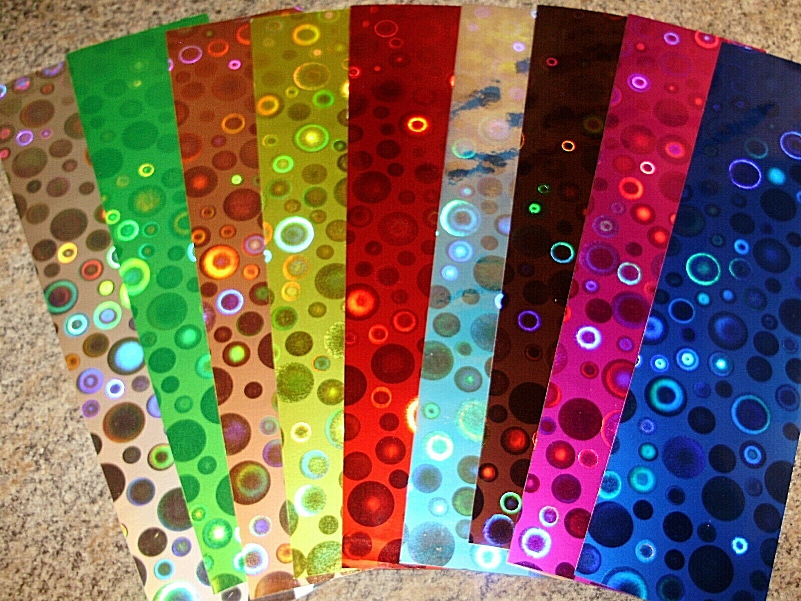 3" x 12" 2 PK FLASHBULB HOLO FISHING LURE TAPE IN 17 COLORS
