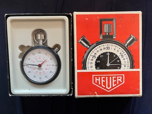 Vintage Heuer Fisher Scientific Working StopWatch Original Box 60s 70s