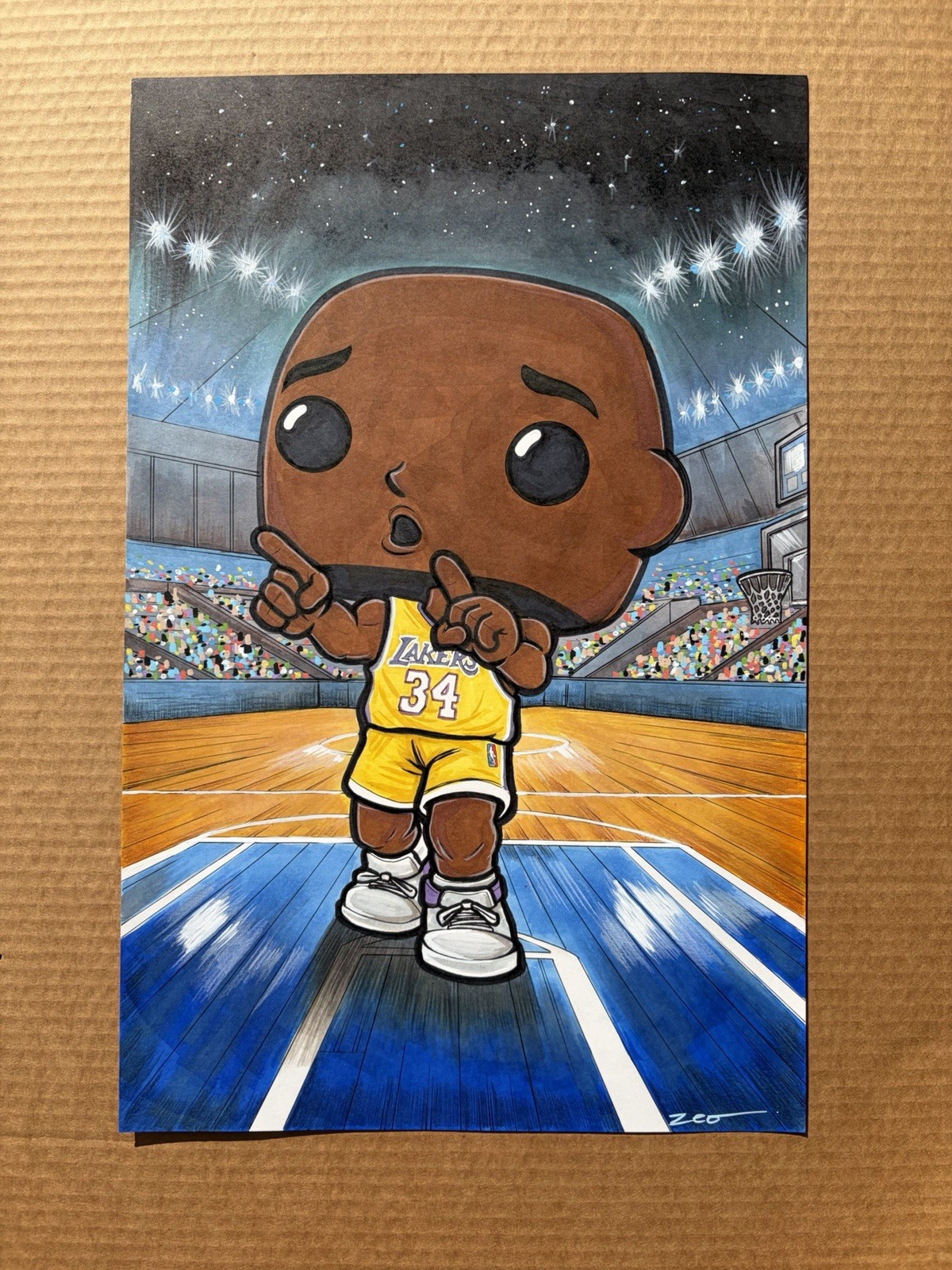 Shaquille O'Neal  - Original Funko Pop Style Hand Drawn Artwork NBA Lakers