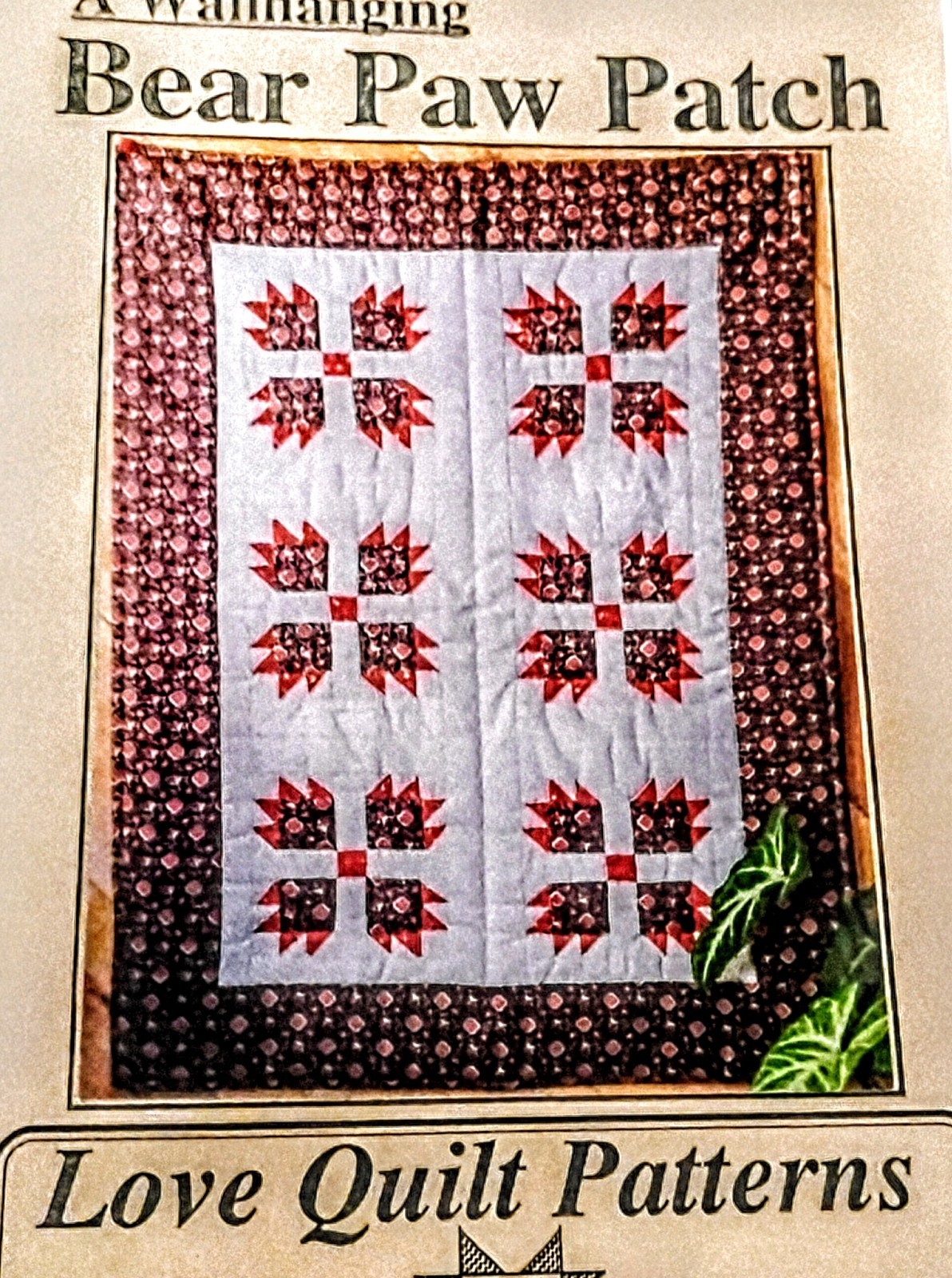 BEAR PAW PATCH Pieced Wall Table Runner Topper Quilt Pattern 18 x 25"