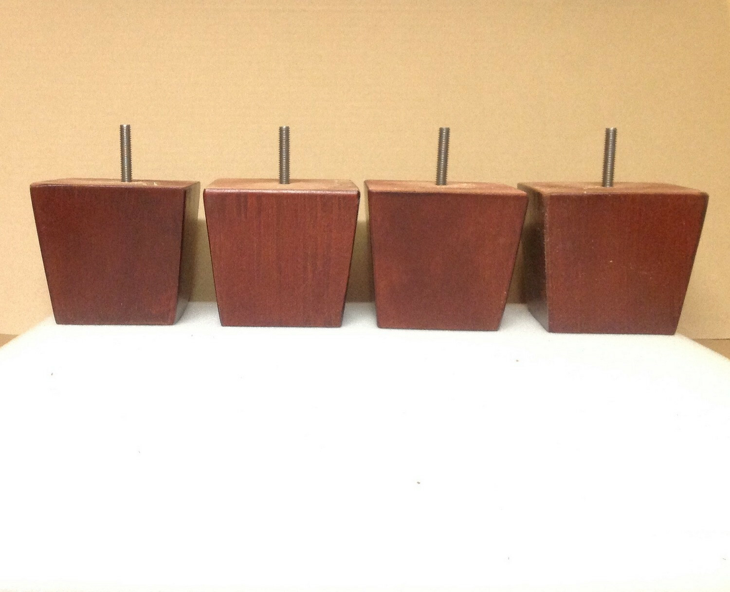1353 Furniture Legs Feet Chair Ottoman Sofa 3 " Mahogany Finish Set of 4 legs