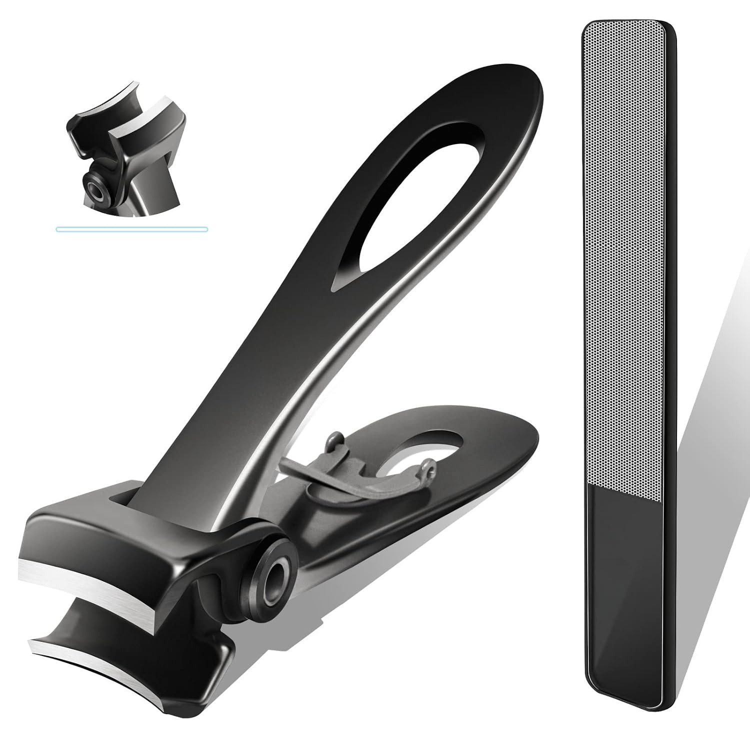 Thick Toenail Clippers Long Handle Wide Jaw Opening Curved Black 2PCS Nail