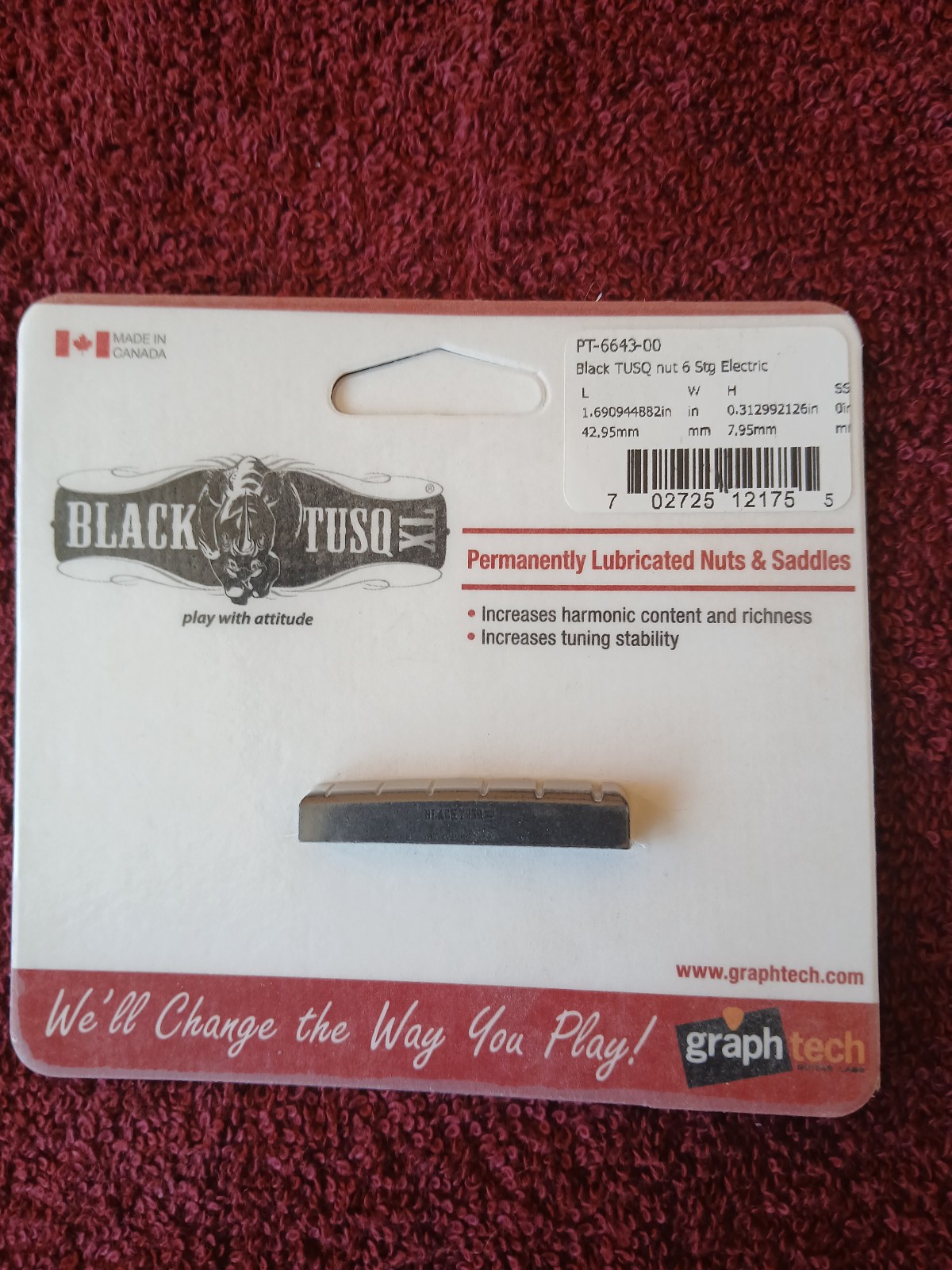 Graph Tech PT664300 TUSQ XL PRS & Ibanez Style Electric Nut - Black