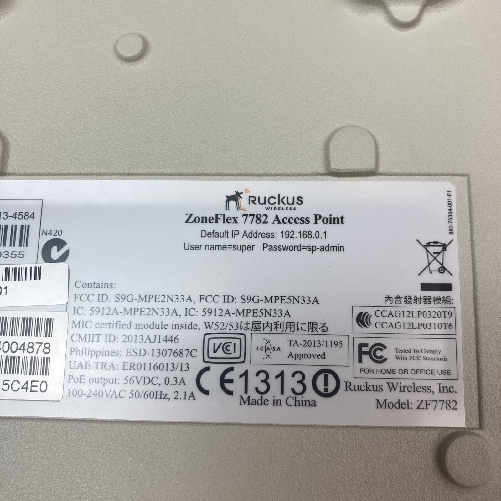 Ruckus ZoneFlex 7782 Access Point 901-7782-US01 Wireless -Open Box