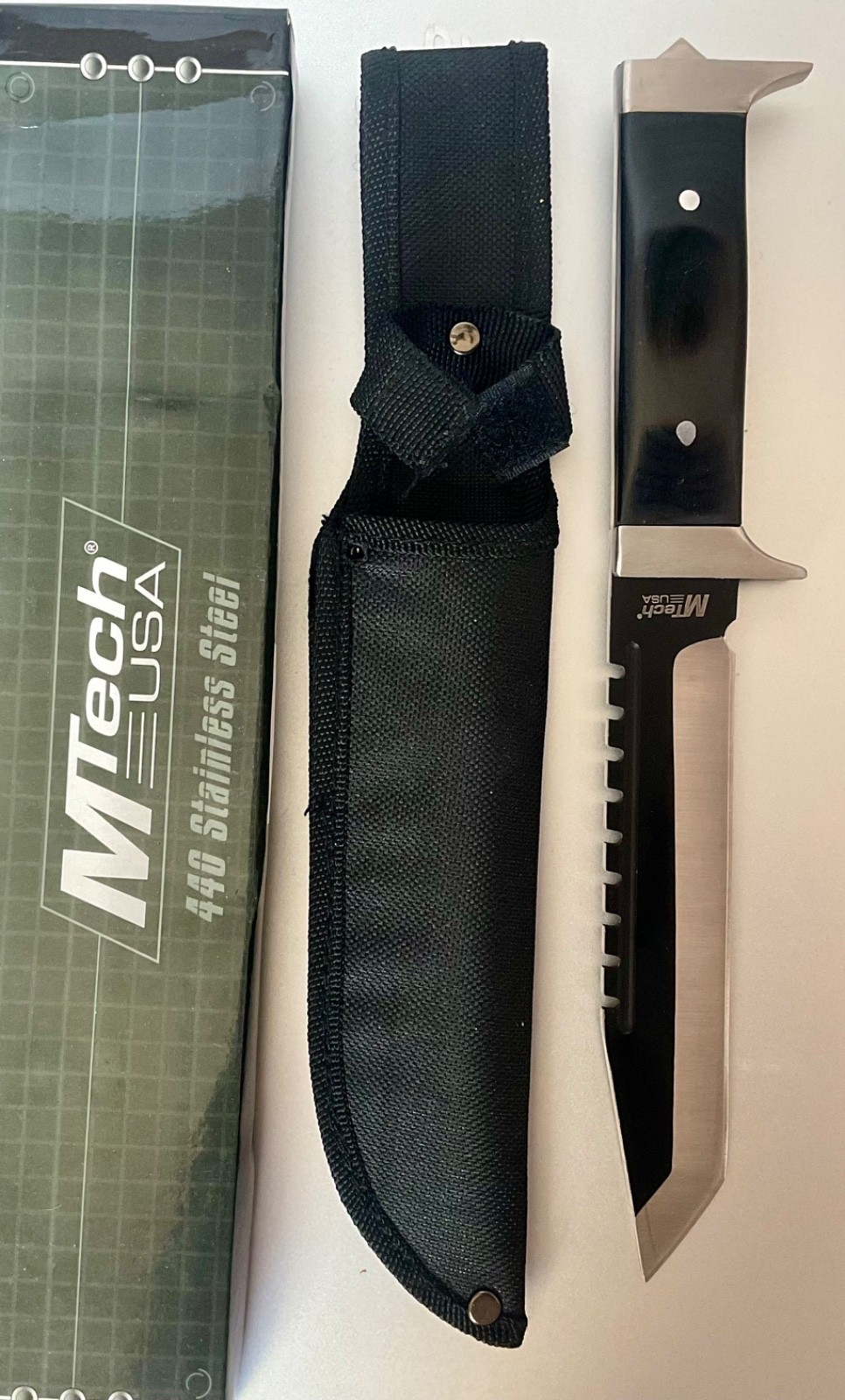 MTech USA Tanto Fixed Blade Knife w/ Sheath 440 Stainless Steel MT-500