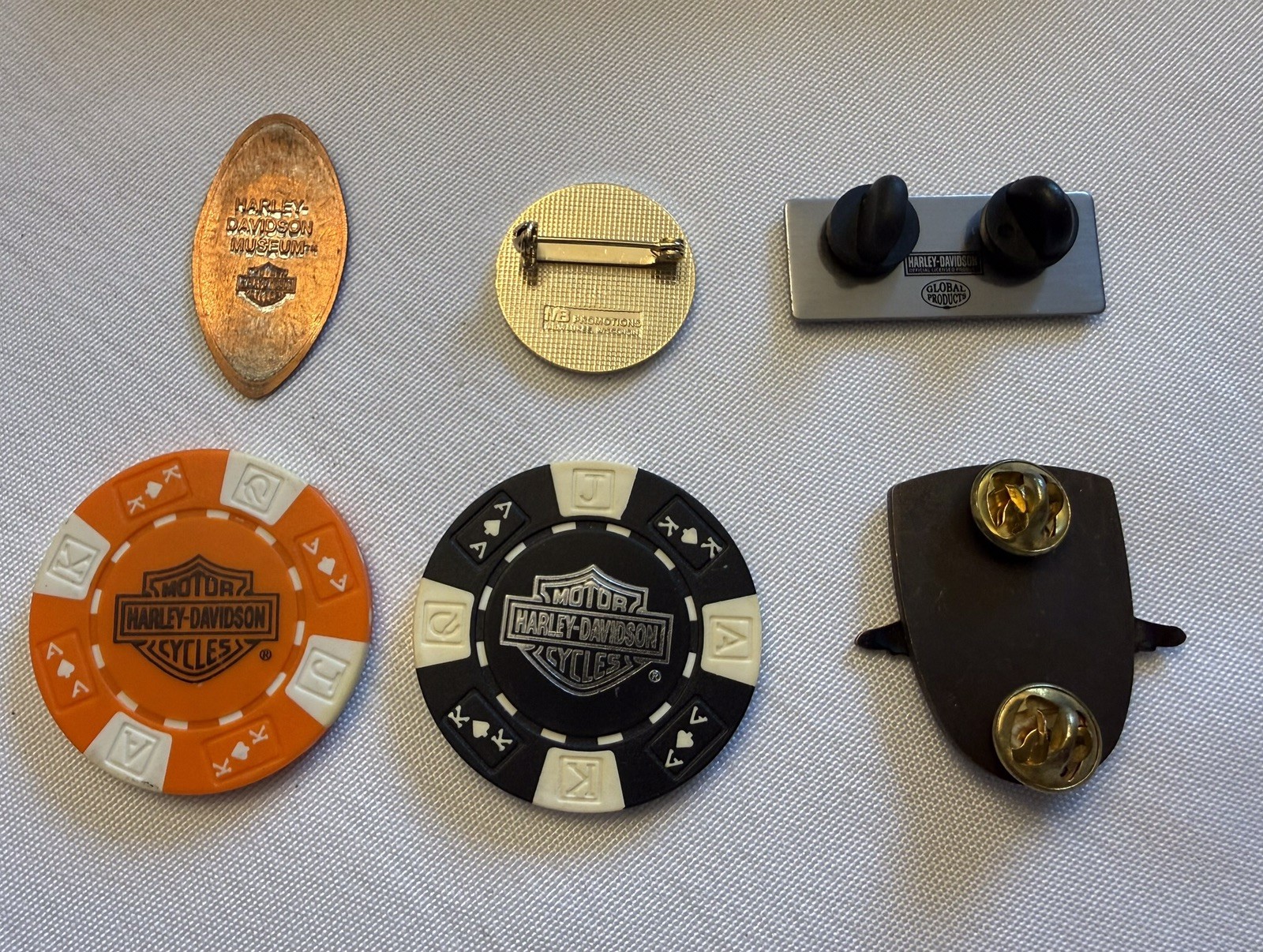 Harley Davidson Poker Chips, Pins, Elongated Cent