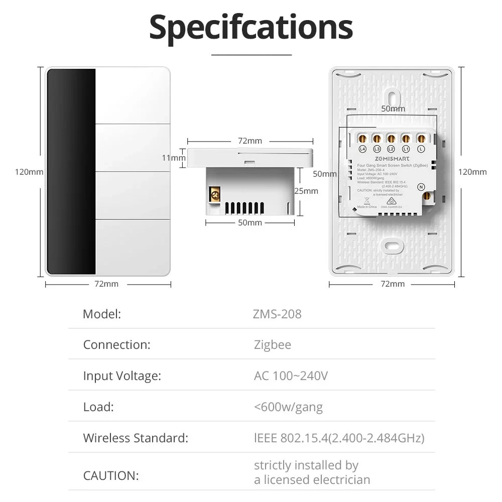 ZigBee Custom Display Name Smart Push Light Switch/AU SAA RCM/Apple Alexa Google