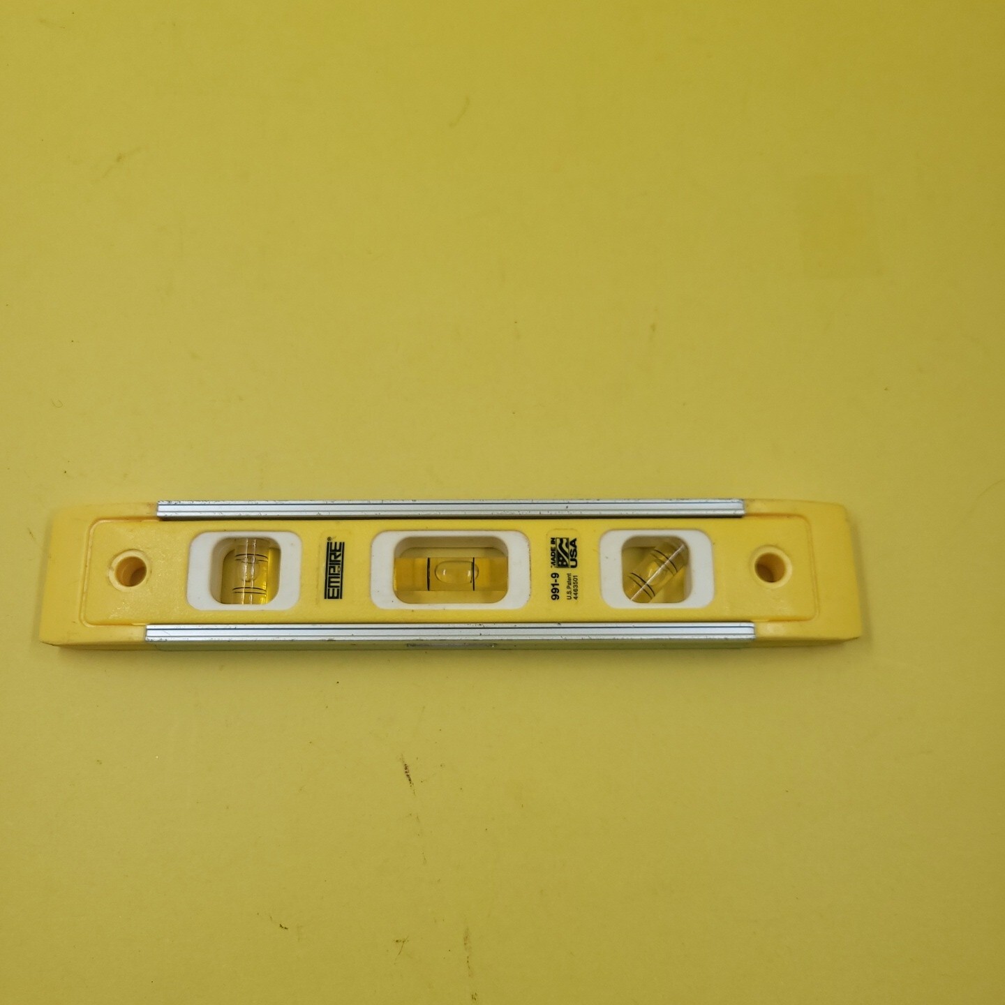Empire Magnetic Heavy Duty Torpedo Level 991-9 USA  9" Long yellow 3 bubble