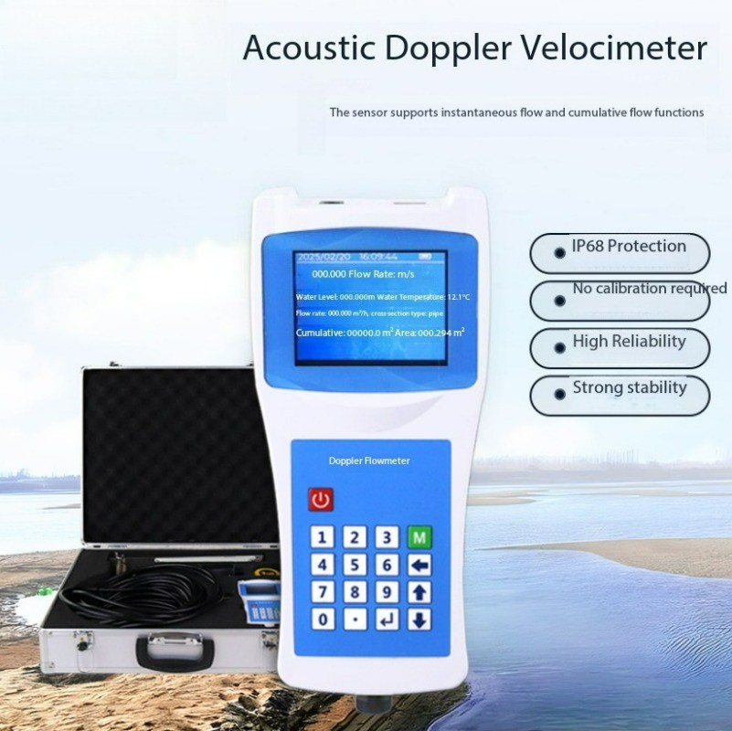 Flow Meter, Handheld Portable Open-Channel Flow Meter, Ultrasonic Measurement