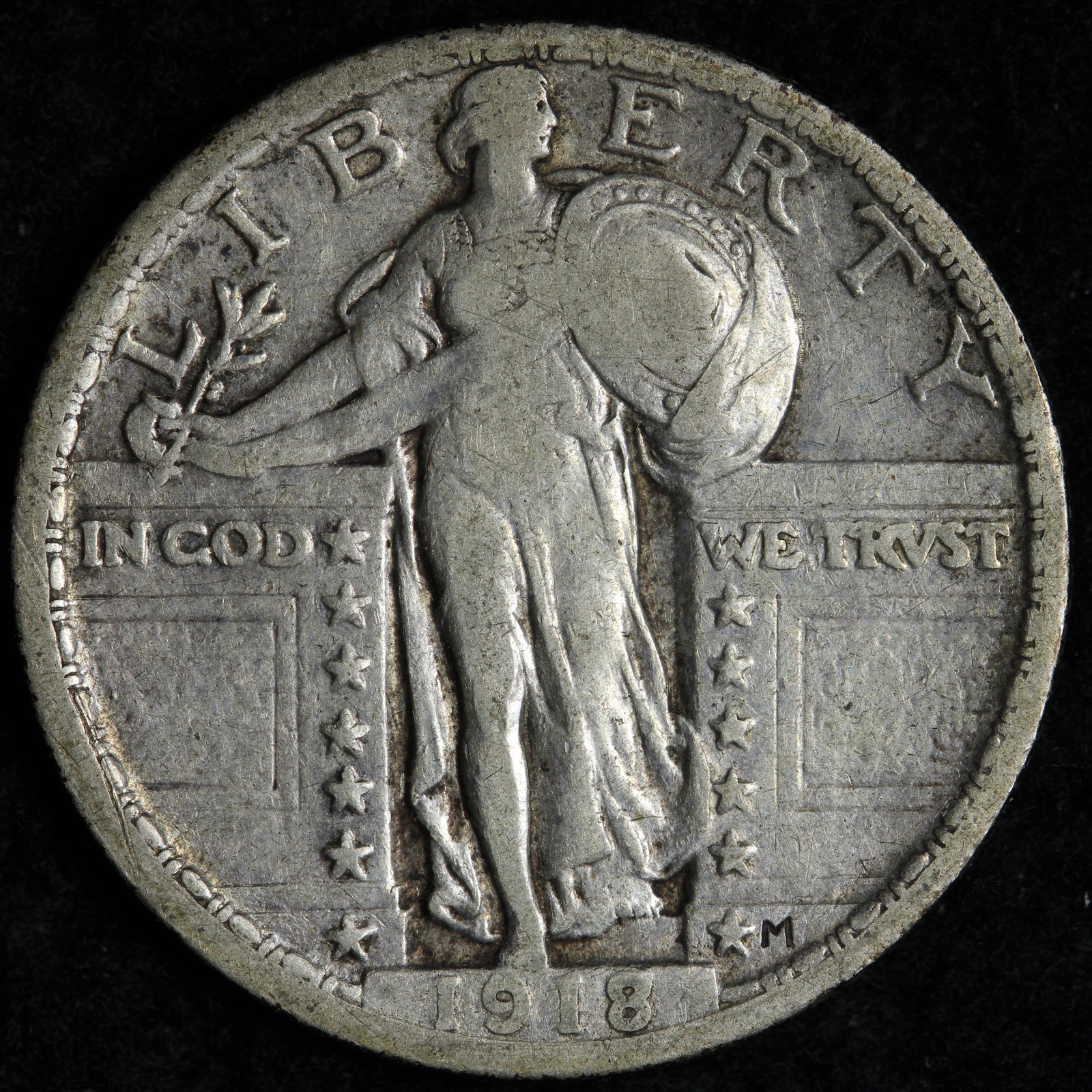 1918 Standing Liberty Silver Quarter VF E302 DYNC