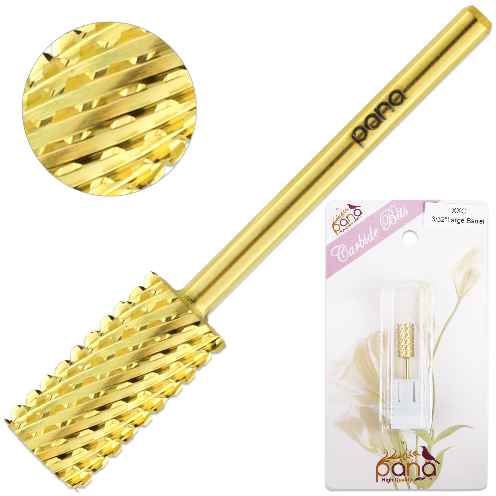 Professional Gold Large Barrel Nail Drill Bit Double Extra Coarse Grit