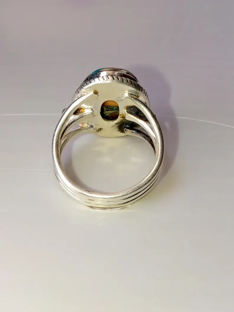 Copper Turquoise Ring 925 Sterling Silver Band & Statement Handmade All Size