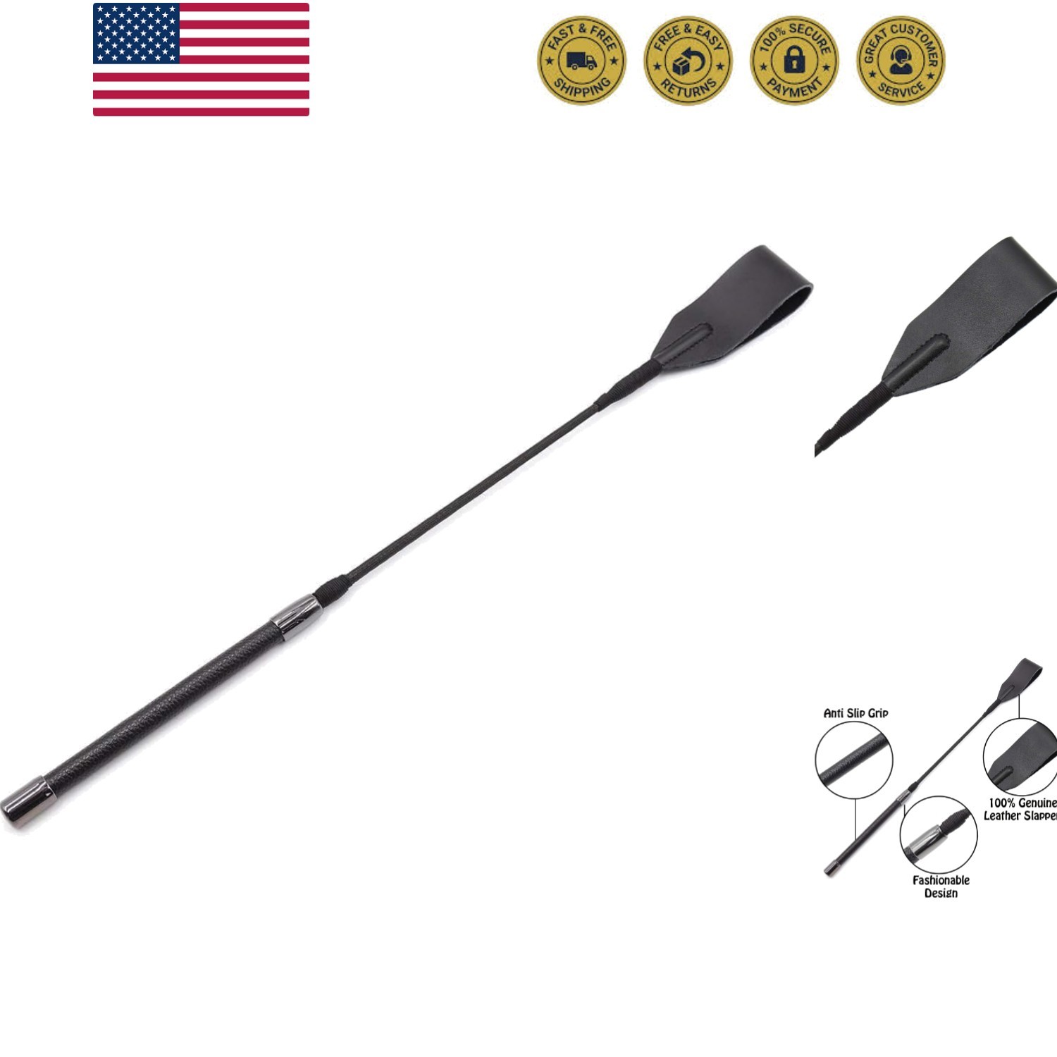 Leather Riding Crop Horse Whip for Equestrian Sports