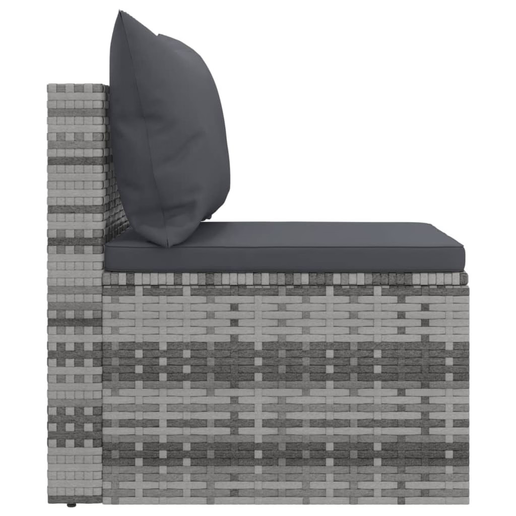 Garden Middle Sofa Grey PE rattan, powder-coated steel Medium