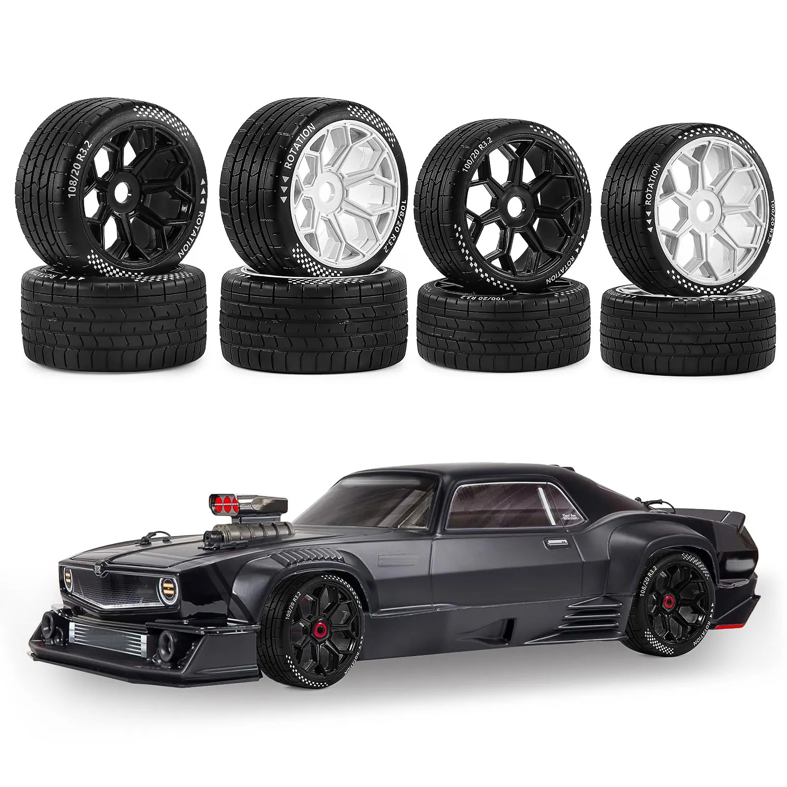 4X 53/107 42/101 Tire Tyre 17mm Wheel Hex for 1/7 ARRMA Felony Infraction 6S RWD