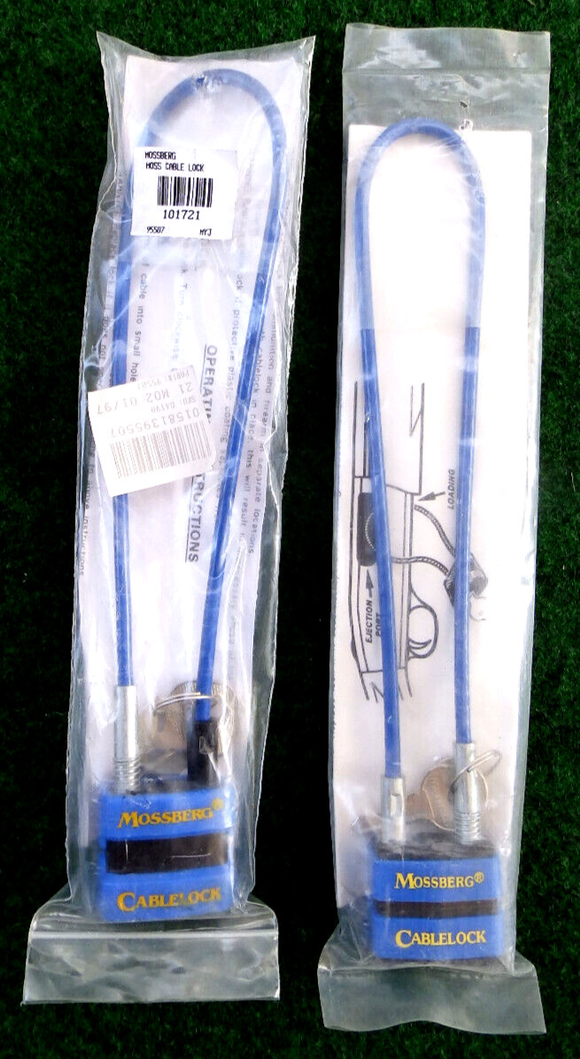 (2) Mossberg Cable Lock Gun Rifle Lock Blue Safety Firearm Lock Two Keys NEW