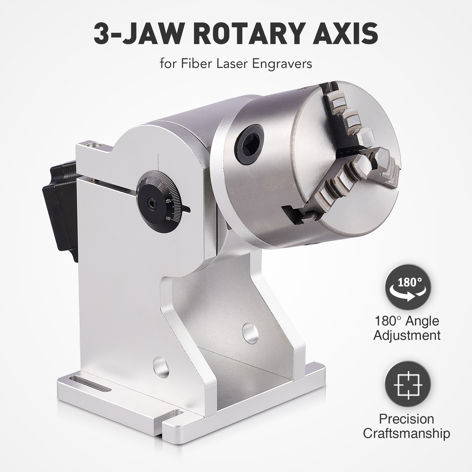 OMTech Fiber Laser Rotary Tool 80mm 3 Jaw Chuck Rotary Axis 360 Rotation NEMA 23
