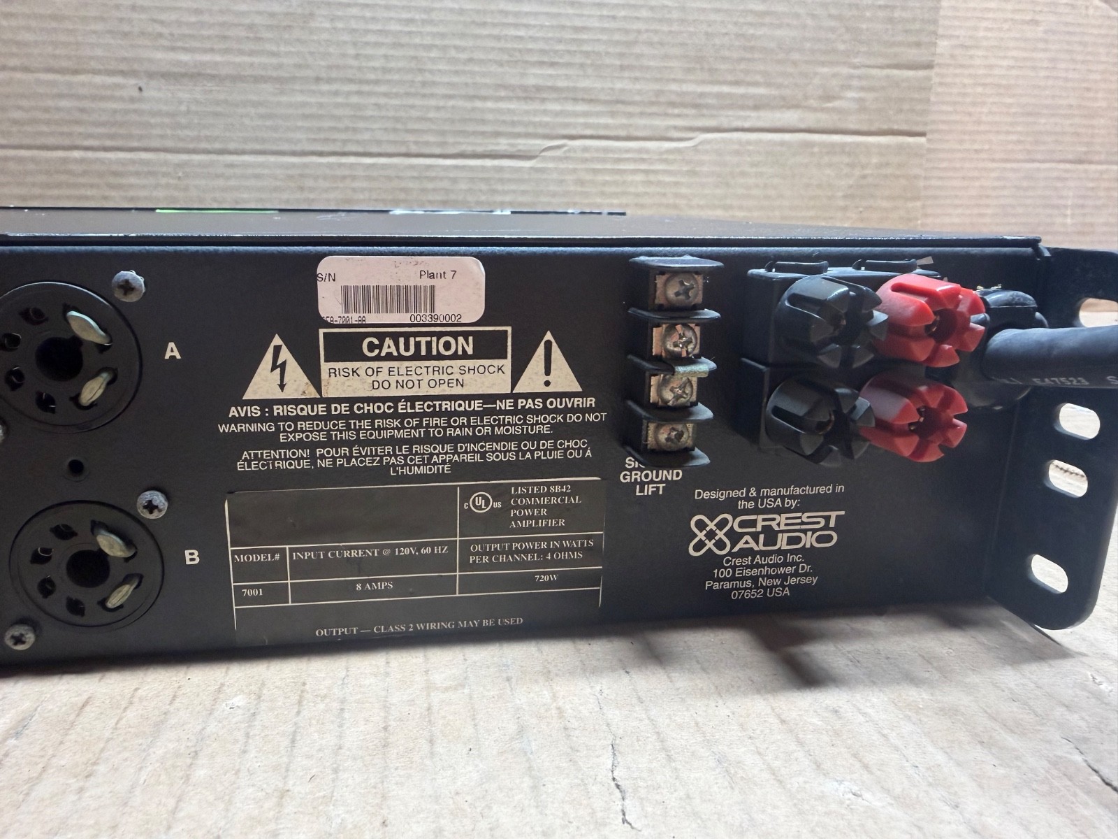 CREST AUDIO 7001 PROFESSIONAL POWER AMPLIFIER - SEE DESCRIPTION