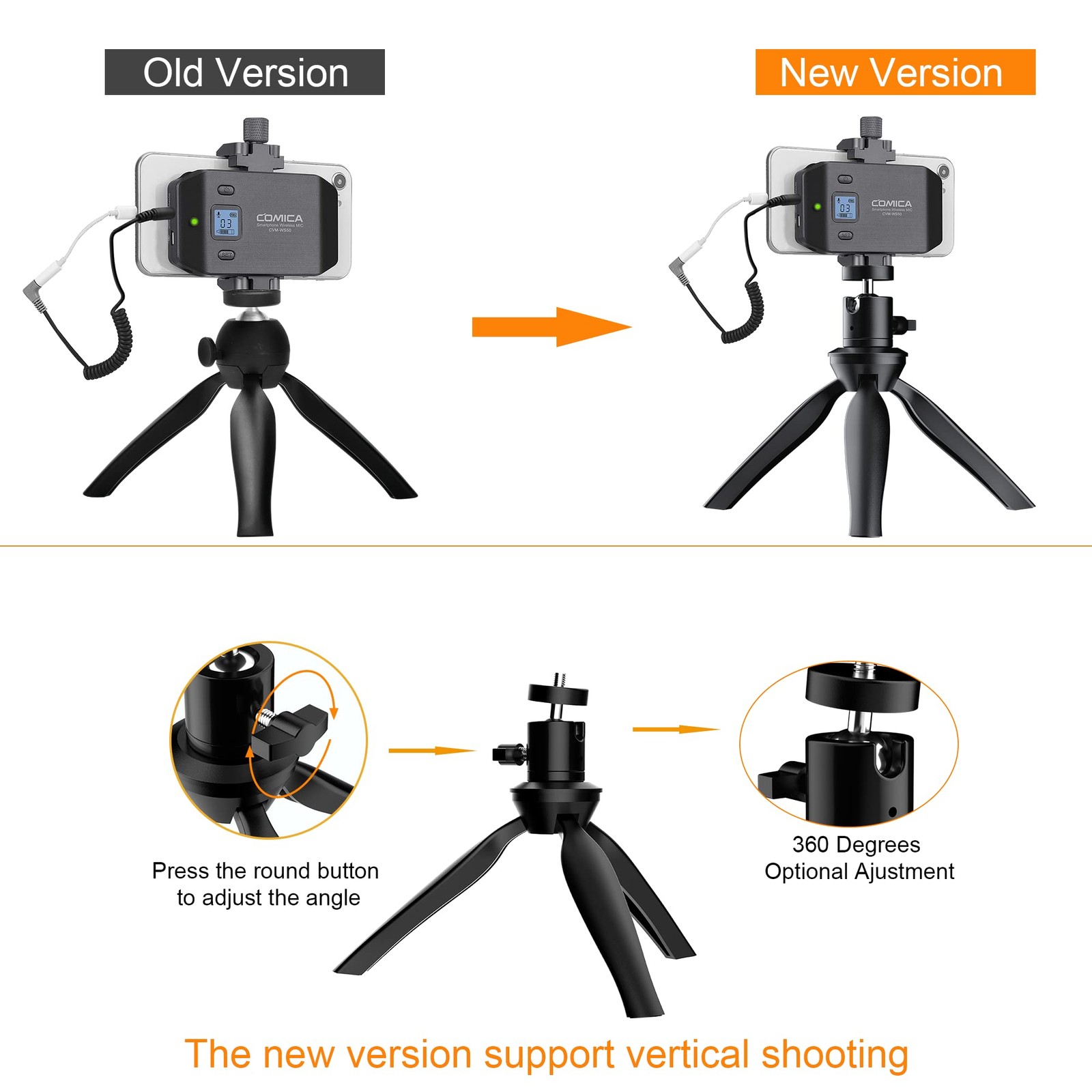 CVM-WS50 Wireless Handheld Microphone, Professional Handheld Interview Mic fo...