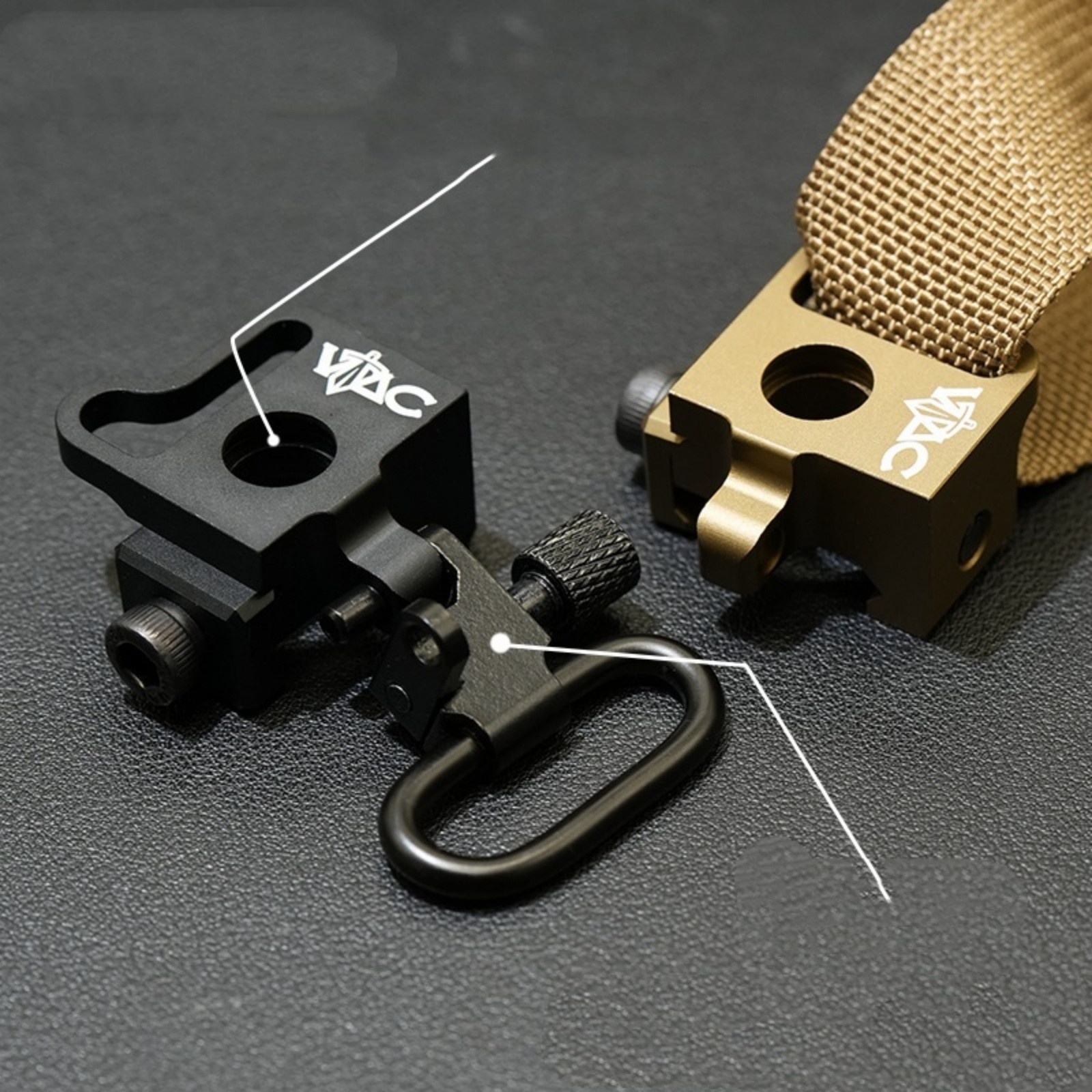 VTAC Sling Loop Steel QD Adapter Quick Release Strap Ring Black