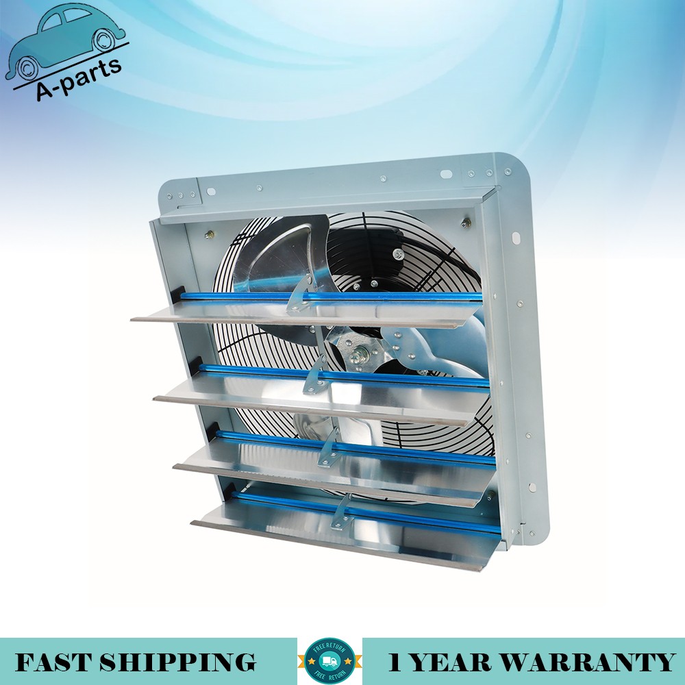 16 Inch Shutter Exhaust Fan Aluminum High Speed Wall Mounted Greenhouse Garage