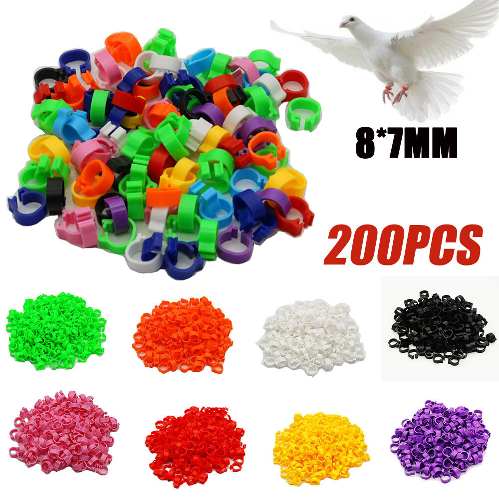 200Pcs/set Small Mixed Colour Bird Rings Leg Band Pigeon Poultry Clip Bands USA