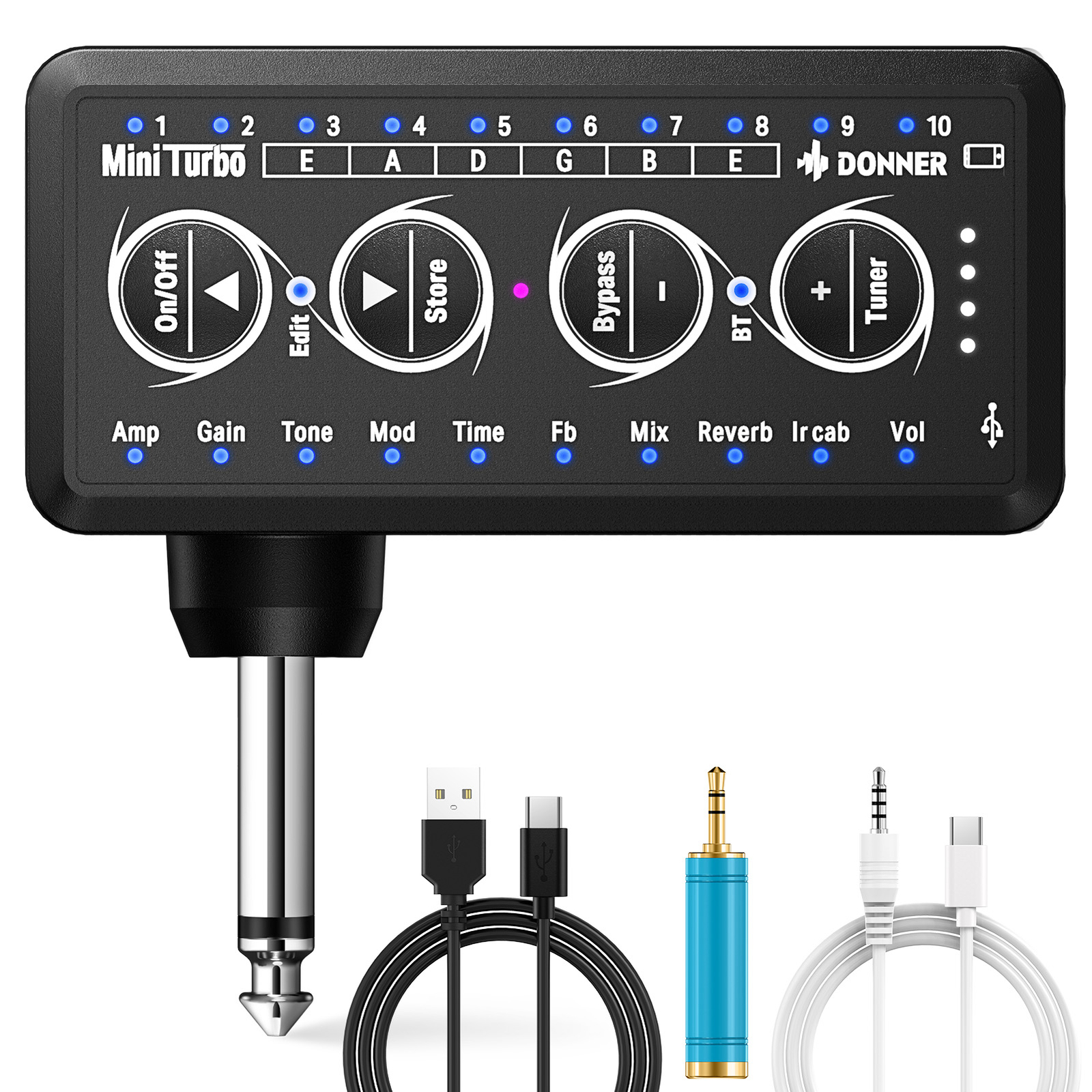 Donner Guitar Headphone Amp with Multi-Effects Delay Reverb Overdrive