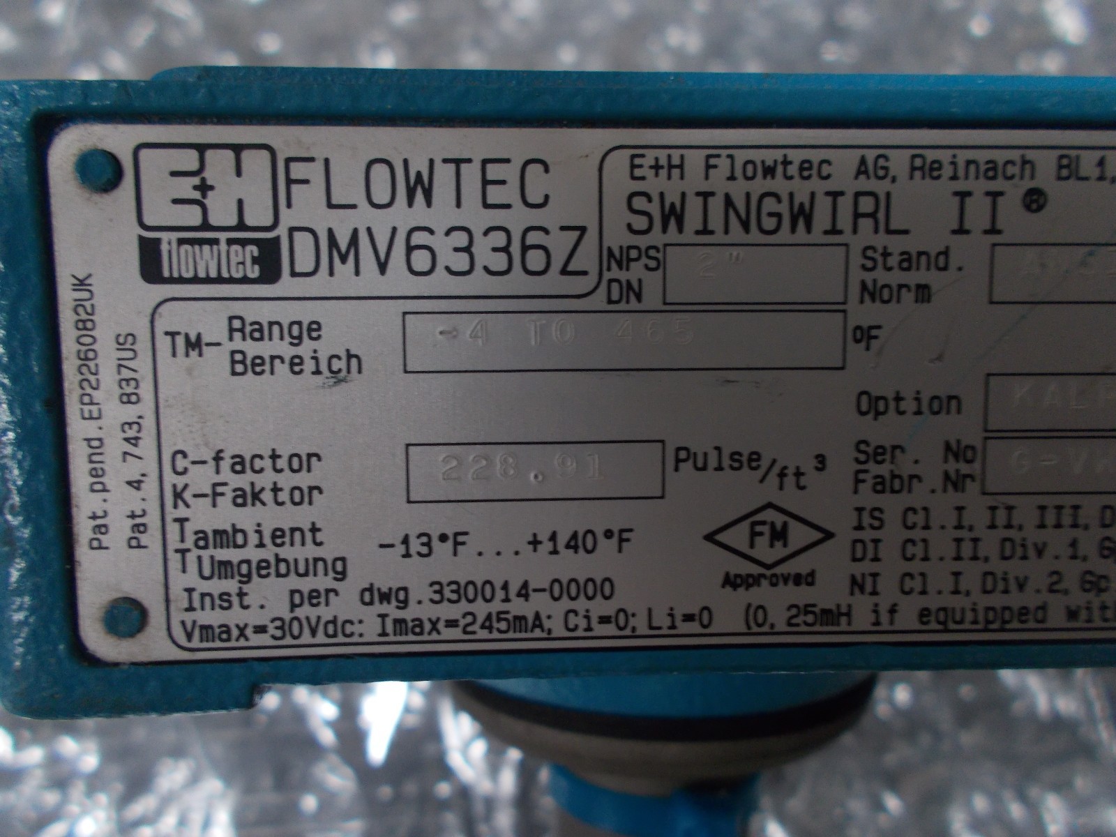 Endress + Hauser Swingwirl II DMV6336Z