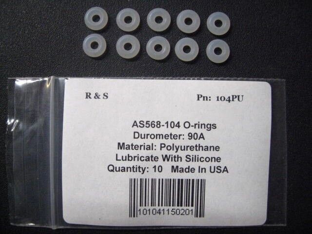 10 AS568-104 Polyurethane O-rings / FX 19768 / 2.84 x 2.62MM  / R&S 104PU
