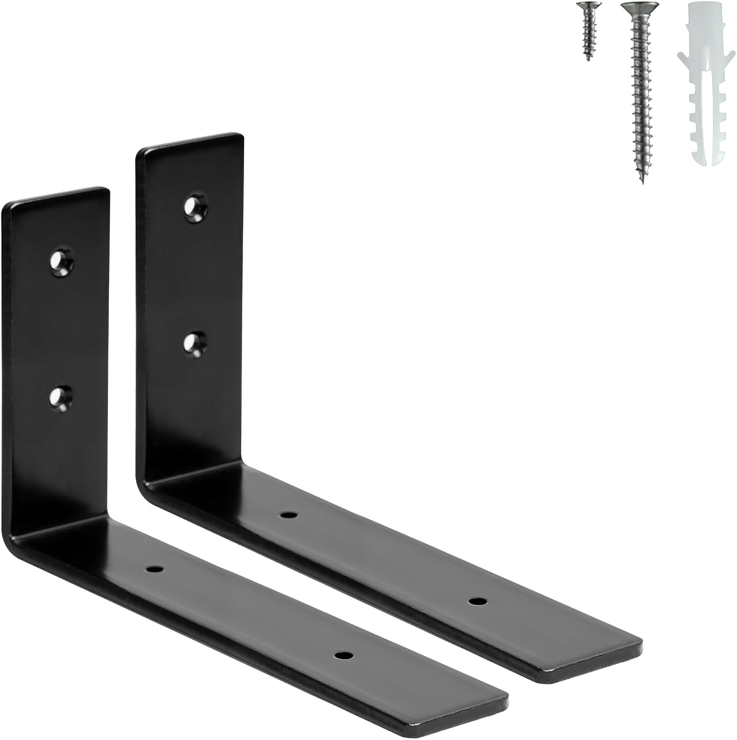 2 Pack Shelf Brackets 6 inch,L Brackets for Shelves,Black Heavy Duty Metal Shelf