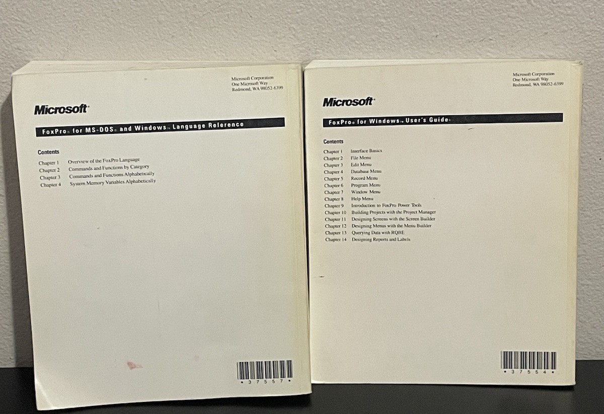 Original Microsoft FoxPro Users Guides & Language Reference Books Only Windows
