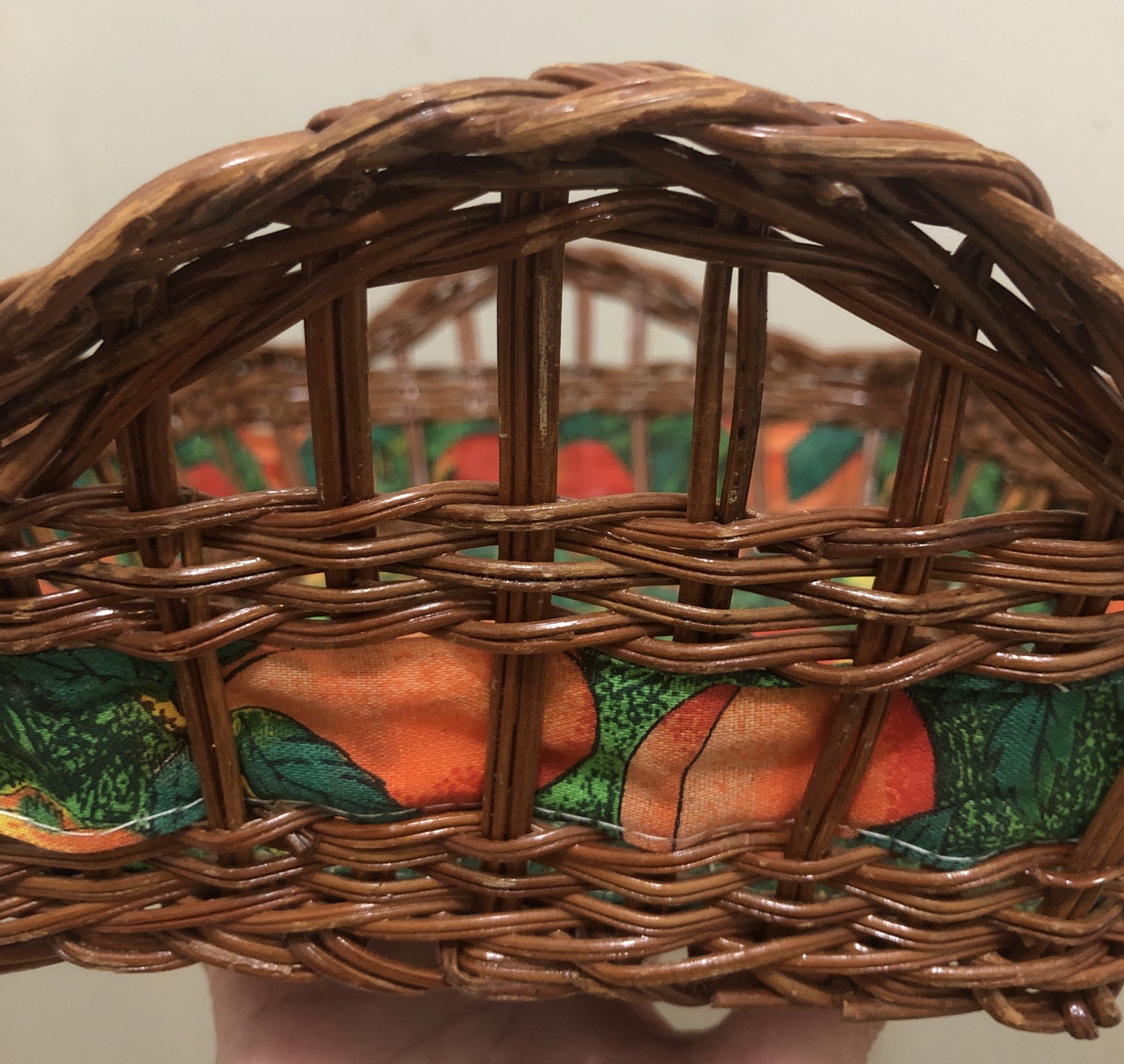 Woven Wicker Rectangular Basket 11x9 w/ Fruit Liner Farmhouse Decor