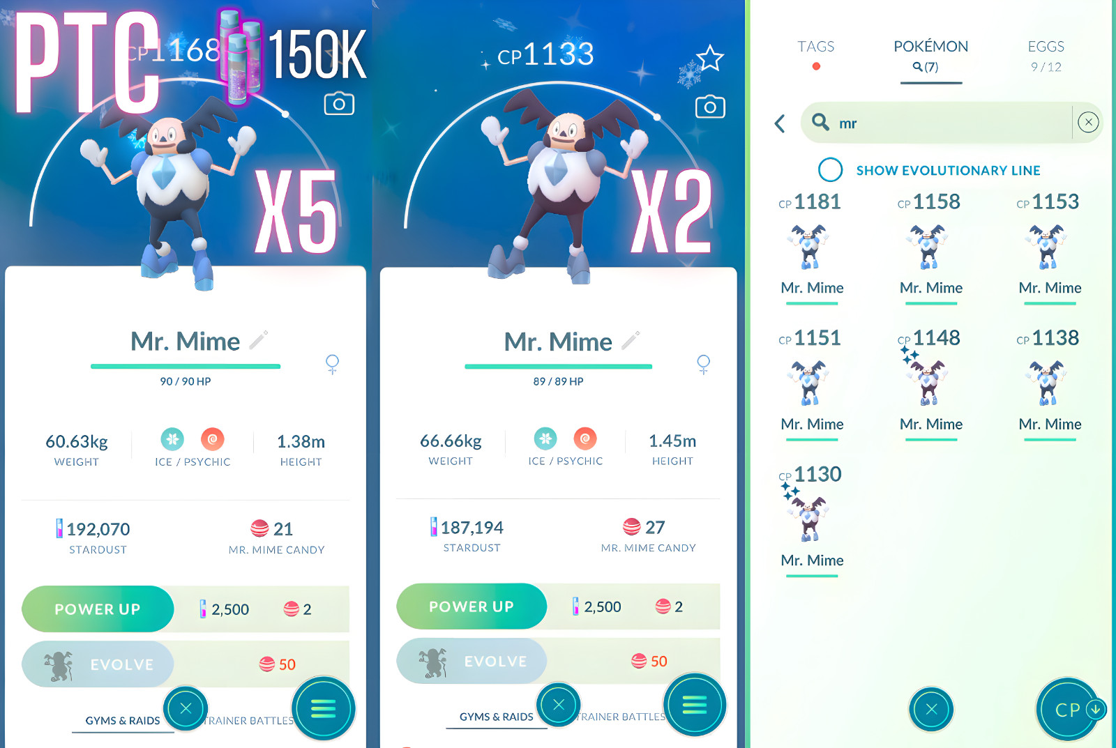 Galarian Mr. Mime x7, Shiny, 150K Stardust | mini PTC | Go
