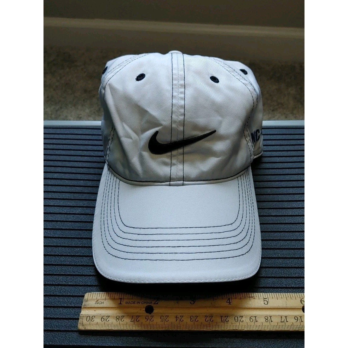 Nike Golf Hat Cap White Embroidered NC Golf & Swoosh Hard Bill Adjustable