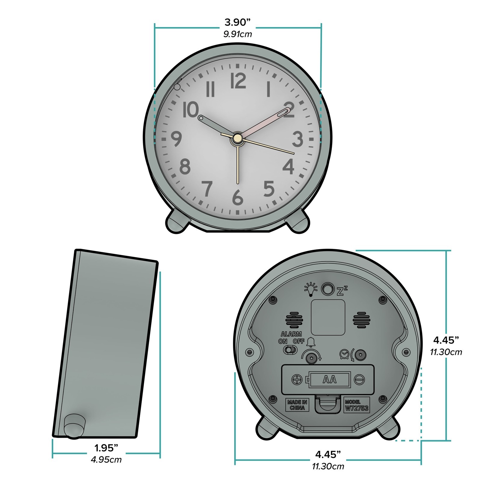 Green Mini Analog Alarm Clock Compact